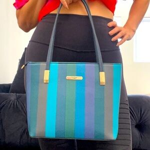 Beautiful Blue Color Block Shoulder Purse Handbag